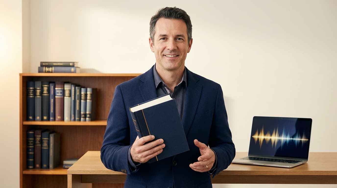 Professional author holding their published book